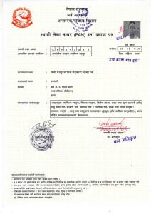 Mechi Meat Mart PAN Certificate
